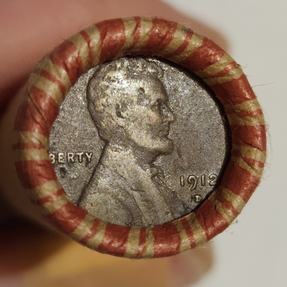 1915-D/1912-D Wheat Enders on Unsearched Roll of 50 Lincoln Wheat Pennies